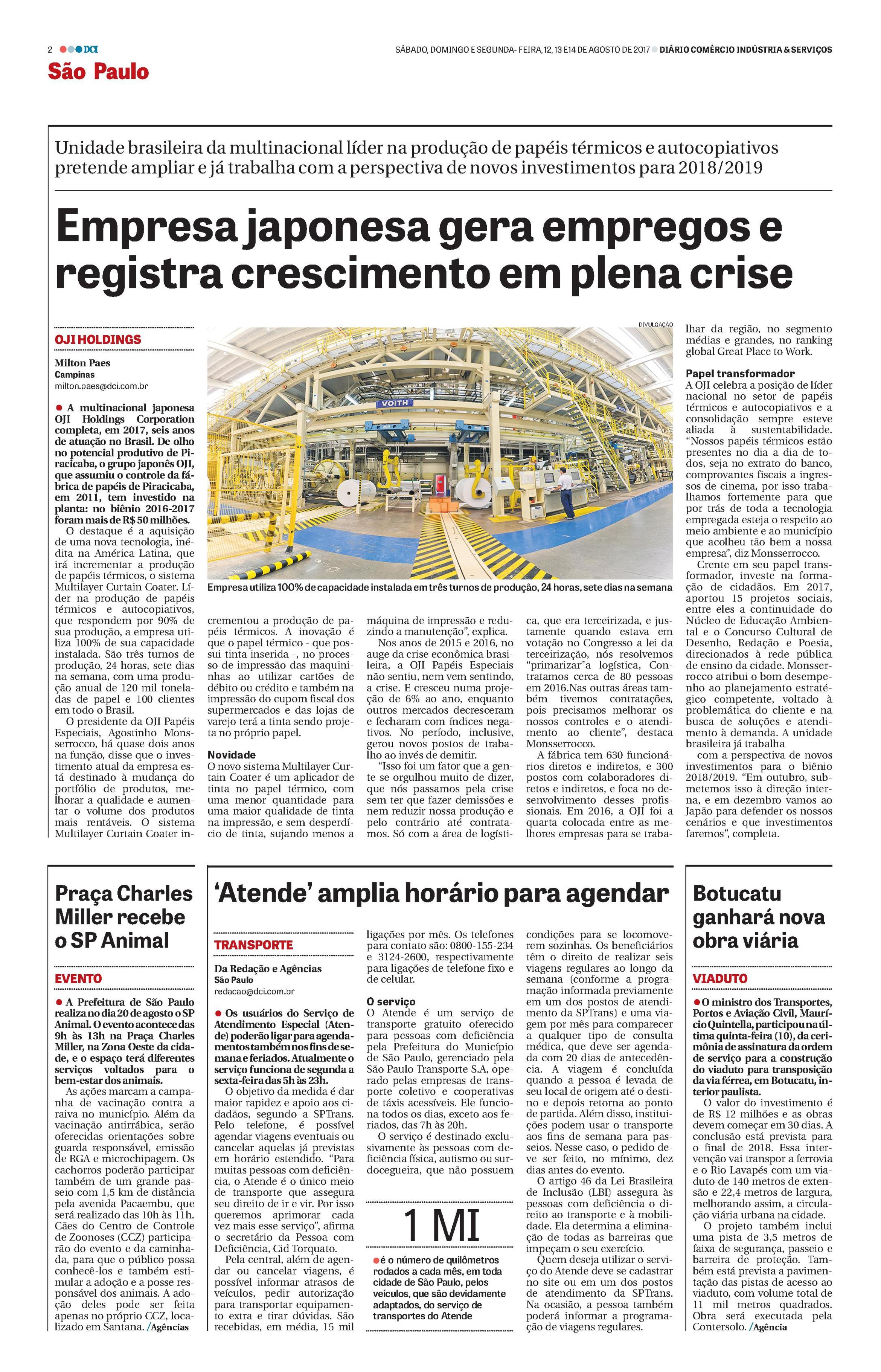 OJI E VOCÊ - Empresa japonesa gera empregos e registrada crescimento em plena crise.