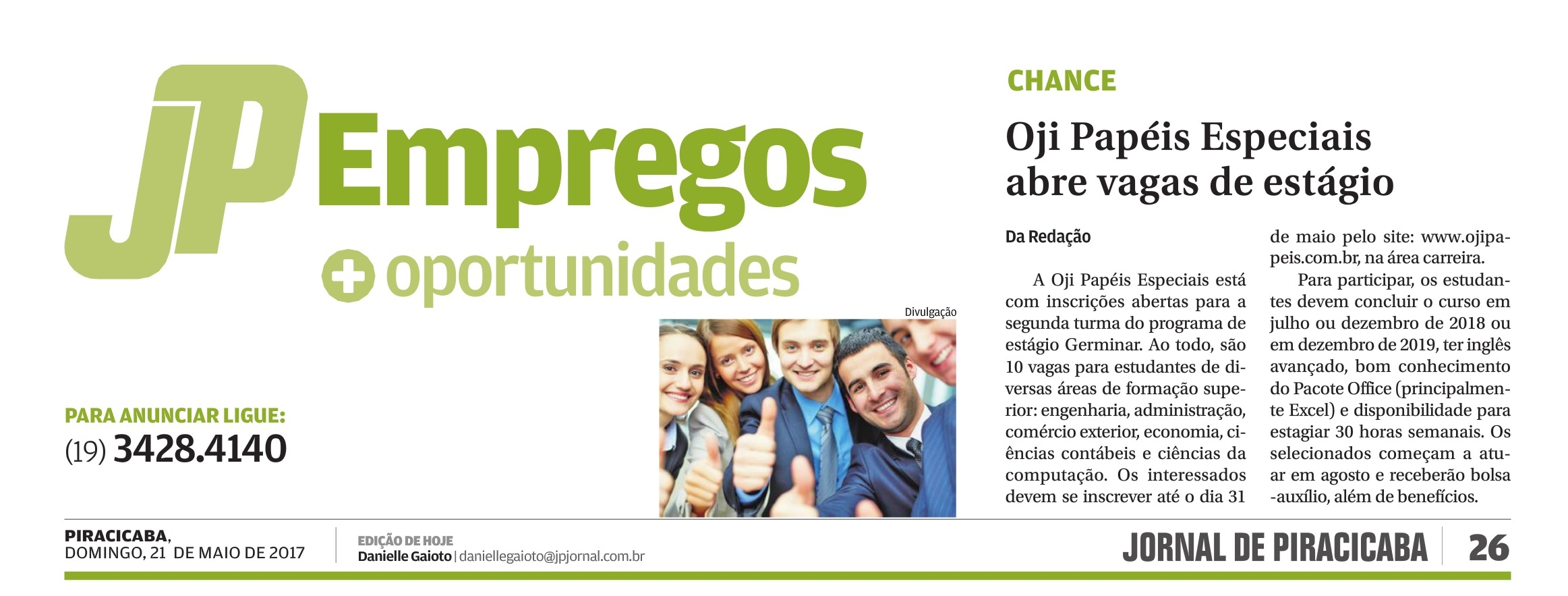 OJI E VOCÊ - Vagas de estágio