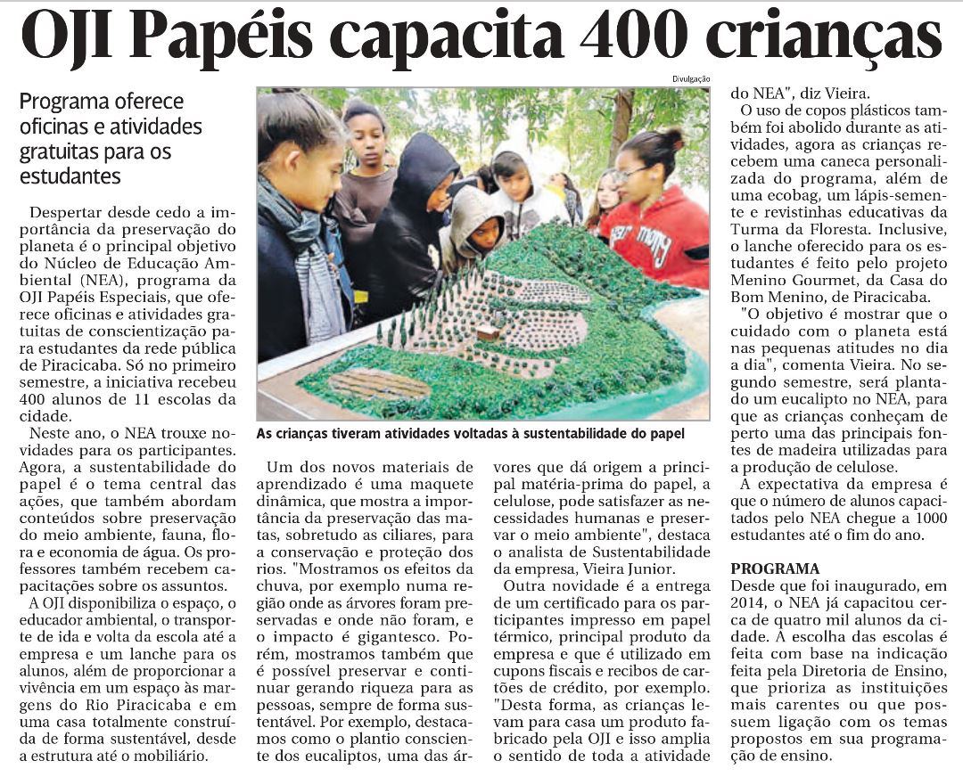 OJI E VOCÊ - OJI PAPÉIS capacita 400 crianças