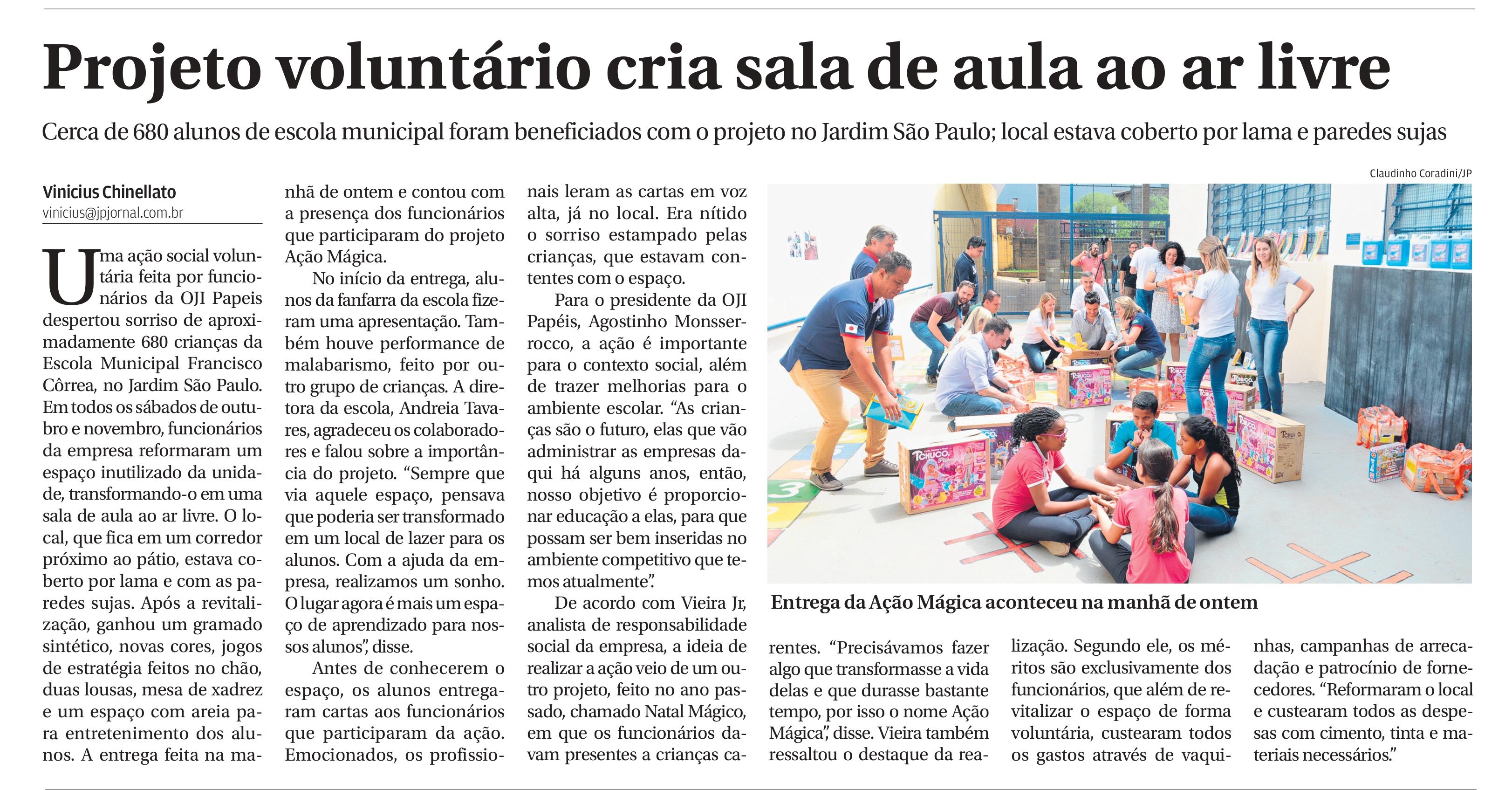 OJI E VOCÊ - Projeto voluntário cria sala de aula ao ar livre